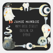 Little Ghost Halloween | Rücksendeadresse Quadratischer Aufkleber (Vorderseite)