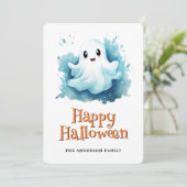 Little Ghost Happy Halloween Card Feiertagskarte (Stehend Vorderseite)