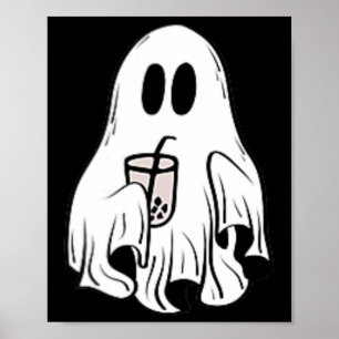Little Ghost Ice Kaffee Spaß glücklich Halloween Poster