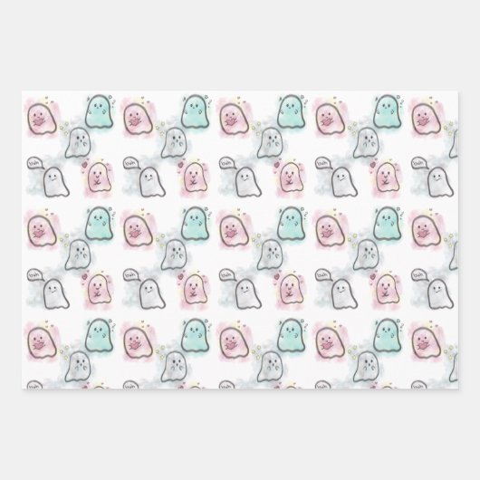 Little ghost party  geschenkpapier set (Vorderseite 3)