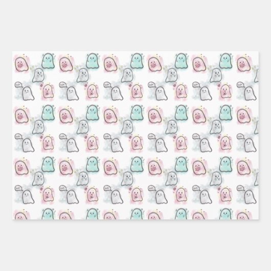 Little ghost party  geschenkpapier set (Vorderseite)