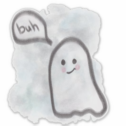 Little ghost says buh aufkleber (Vorderseite)