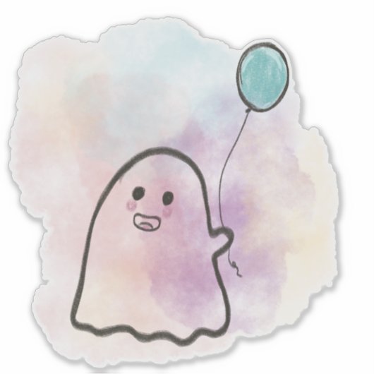 Little ghost with balloon  aufkleber (Vorderseite)