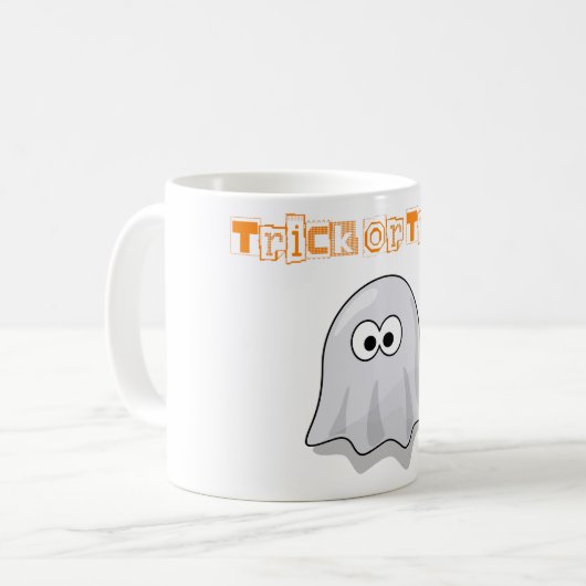 Little GHOST zu Halloween, Trick oder Treat? Kaffeetasse (Vorderseite Links)