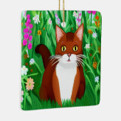 Little Ginger Brown Kitty in einem Feld der Blume Keramikornament (Rechts)