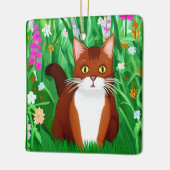 Little Ginger Brown Kitty in einem Feld der Blume Keramikornament (Links)