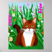 Little Ginger Brown Kitty in einem Feld der Blume Poster (Vorne)