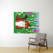 Little Ginger Brown Kitty in einem Feld der Blume Wandteppich (Beispiel (Horizontal))