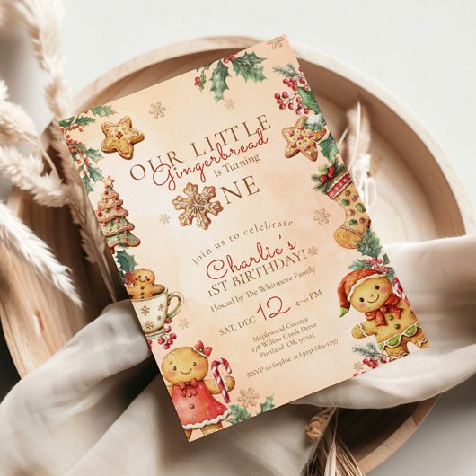 Little Gingerbread 1st Birthday Christmas Einladung