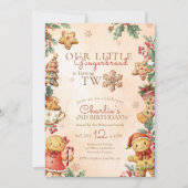 Little Gingerbread 2nd Birthday Christmas Einladung (Vorderseite)