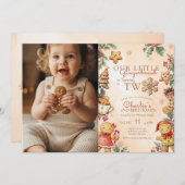 Little Gingerbread 2nd Birthday Christmas Photo Einladung (Vorne/Hinten)