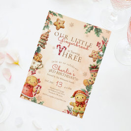 Little Gingerbread 3rd Birthday Christmas Einladung