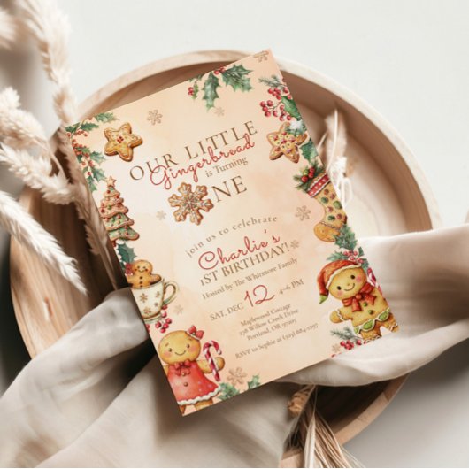 Little Gingerbread Christmas 1st Birthday Einladung