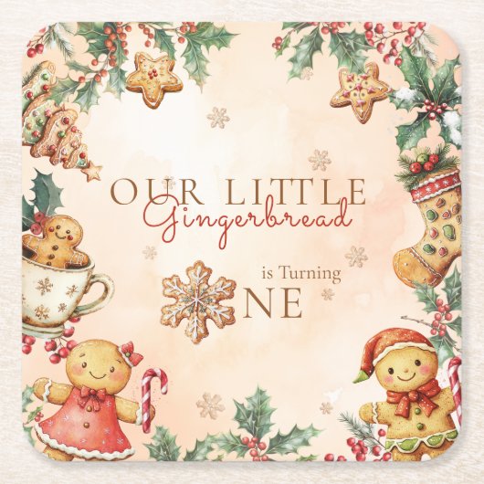 Little Gingerbread Christmas 1st Birthday Rechteckiger Pappuntersetzer (Vorderseite)