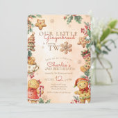 Little Gingerbread Christmas 2nd Birthday Einladung (Stehend Vorderseite)