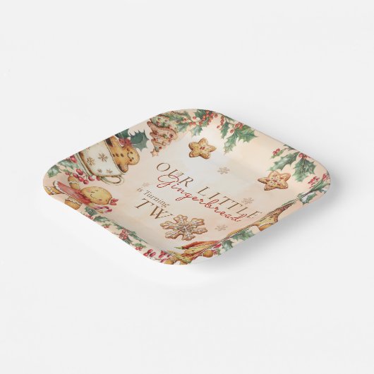 Little Gingerbread Christmas 2nd Birthday Pappteller (Gewinkelt)