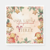 Little Gingerbread Christmas 3rd Birthday Serviette (Vorderseite)