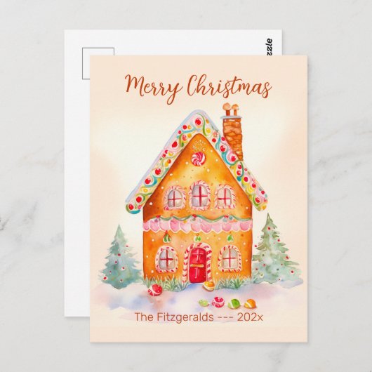 Little Gingerbread House Vintage Weihnachten Postkarte (Vorne/Hinten)