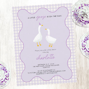 Little Gingham Lilac Baby Shower Einladung Postkarte