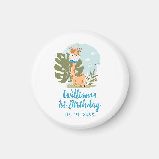 Little Giraffe (Boy Safari Animal) Geburtstag Magnet (Vorne)