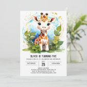 Little Giraffe Custom zum Geburtstag Einladung (Stehend Vorderseite)