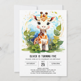 Little Giraffe Custom zum Geburtstag Einladung