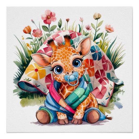 Little Giraffe Schnuller und Blanket Baby Dusche Poster (Vorderseite)