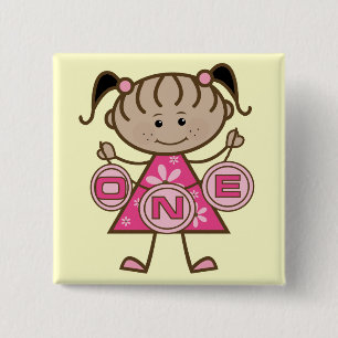 Little Girl 1. Geburtstag T - Shirt und Geschenke Button