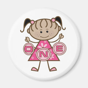 Little Girl 1. Geburtstag T - Shirt und Geschenke Magnet