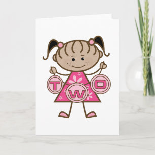 Little Girl 2. Geburtstag T - Shirt und Geschenke Karte