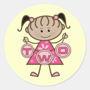 Little Girl 2. Geburtstag T - Shirt und Geschenke Runder Aufkleber