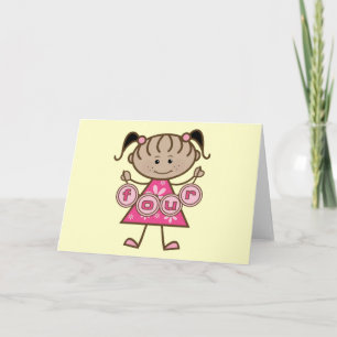Little Girl 4. Geburtstag Tshirts und Geschenke Karte