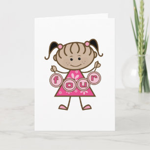 Little Girl 4. Geburtstag Tshirts und Geschenke Karte