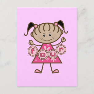 Little Girl 4. Geburtstag Tshirts und Geschenke Postkarte