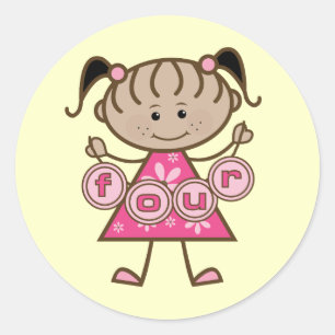 Little Girl 4. Geburtstag Tshirts und Geschenke Runder Aufkleber