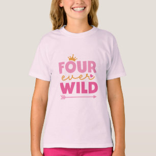 Little Girl 4. Geburtstag Vier mal Wilde Krone T-Shirt