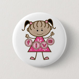 Little Girl 5th Birthday Tshirts und Geschenke Button