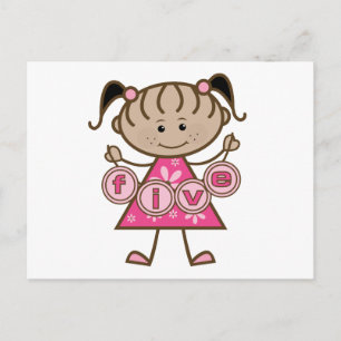 Little Girl 5th Birthday Tshirts und Geschenke Postkarte