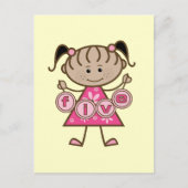 Little Girl 5th Birthday Tshirts und Geschenke Postkarte (Vorderseite)