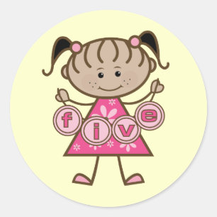 Little Girl 5th Birthday Tshirts und Geschenke Runder Aufkleber