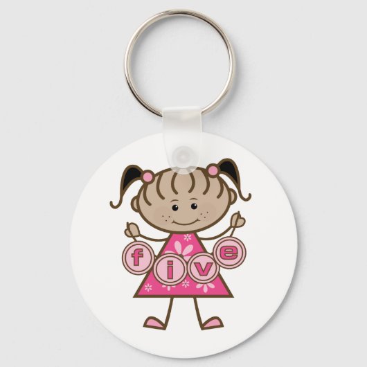 Little Girl 5th Birthday Tshirts und Geschenke Schlüsselanhänger (Vorderseite)