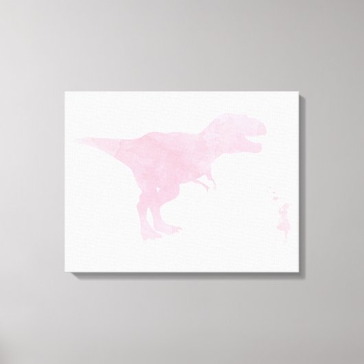 Little Girl and Dinosaur Leinwand - Girls TRex Art (Vorderseite)