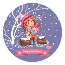 Little Girl and Kitty Christmas