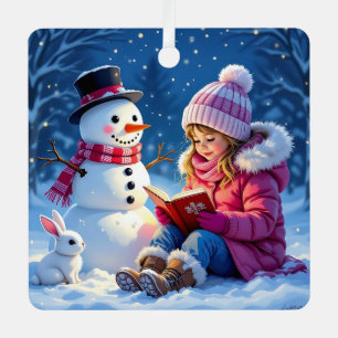 Little Girl and Snowman Personalisierte Weihnachte Ornament Aus Metall