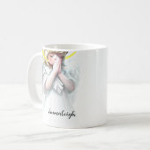 Little Girl Angel mit Wings Halo beten Kaffeetasse (Vorderseite Links)