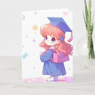 Little Girl Anime School Abschluss Feiertagskarte