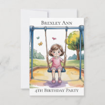 Little Girl auf einem Swing 4. Geburtstags-Party