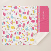 Little Girl Baker Pink Cooking Pattern Koch Kid Sherpadecke (Vorderseite (Horizontal))