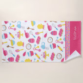 Little Girl Baker Pink Cooking Pattern Koch Kid Strandtuch (Vorderseite)