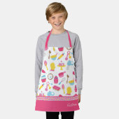 Little Girl Baker Pink Kochmuster Kid Koch Schürze (Getragen)